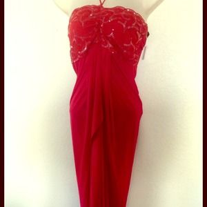 Red party dress with sequence