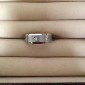 Men's Ring with CZ Accents - Titanium