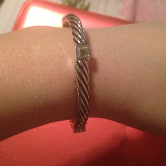 Silver bangle with silver square detail