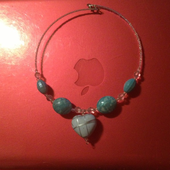 handmade in JAMAICA turquoise beaded necklace