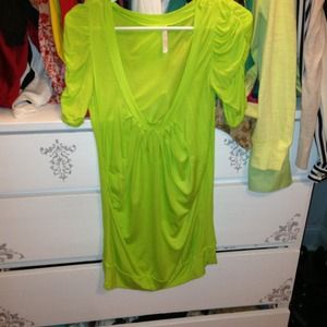 Lime green puff sleeve top