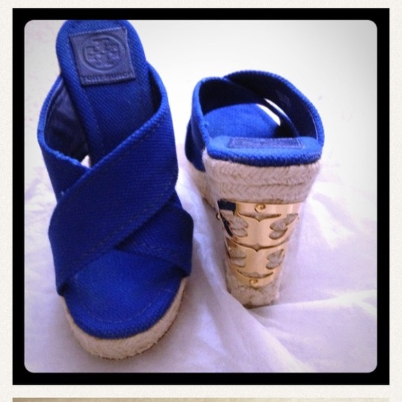 Traded!! Authentic tory burch blue wedges 6.5