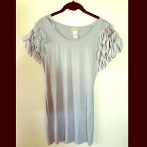 Gray Tunic with Feather like Shoulder Detailing