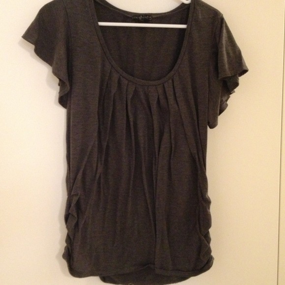 Grey side rouched blouse