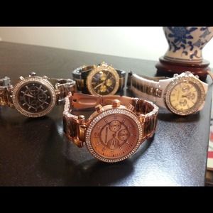 ROSE GOLD tortoise style glitz MK watch