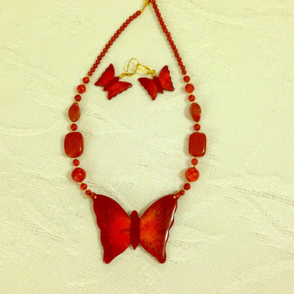 Butterfly Statement Necklace and Earrings