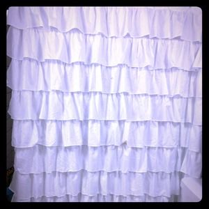 White ruffle shower curtain