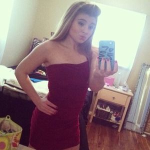 Burgundy party dress.