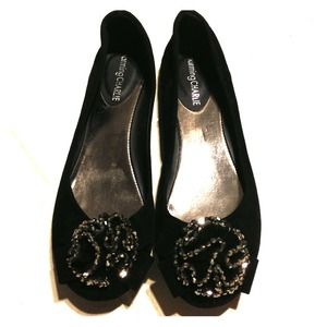 Black Velvet Pom-Pom Ballet Slipper Flats
