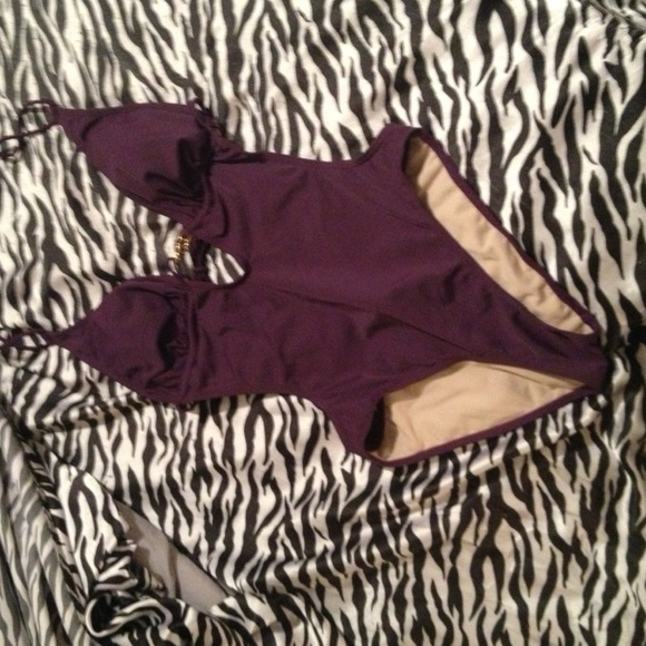 Plum monokini with chain detailing- juniors large