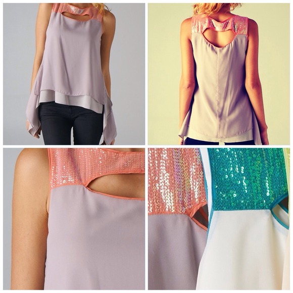 ESLEY CORAL/GREY TUNIC - Picture 1 of 1