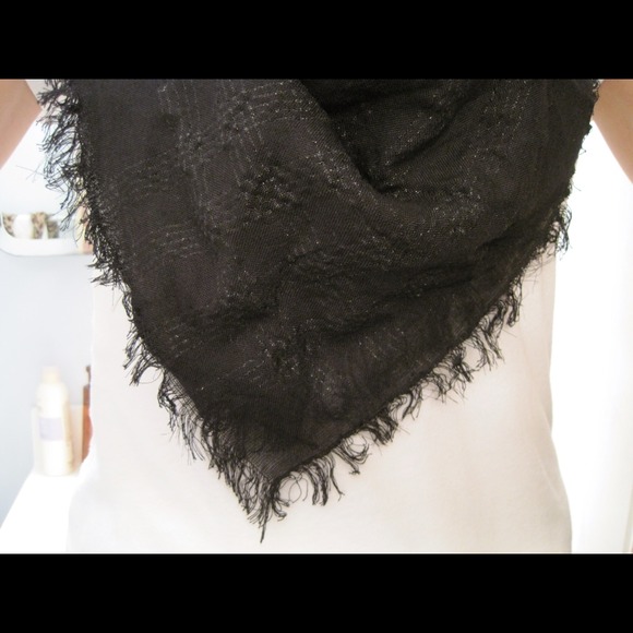 🚫SOLD🚫Frayed black scarf💕 - Picture 3 of 4