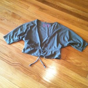 Cropped lightweight jacket/cover up. Olive green