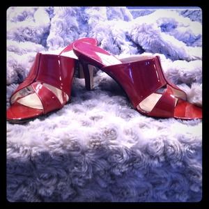 Anne Klein red leather sandals.
