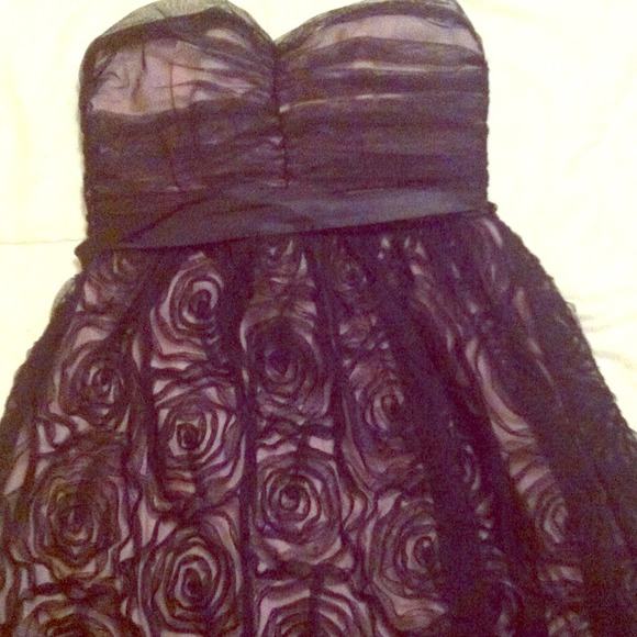 Pink with black lace dress