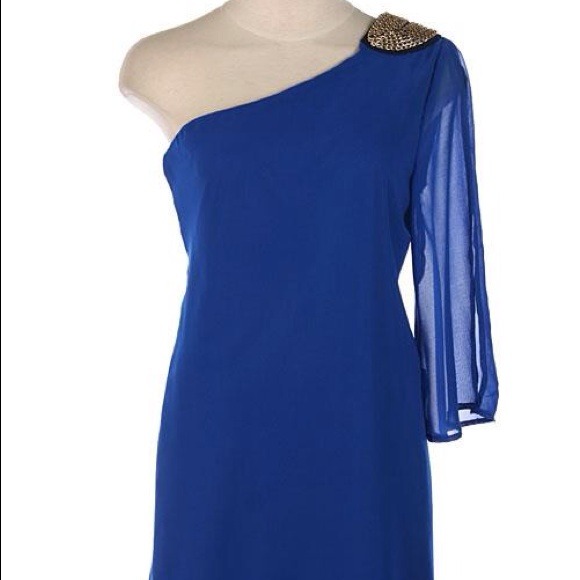 Royal blue, one shoulder dress