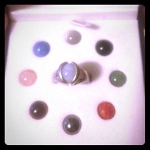 Sterling ring with interchangeable colored stones