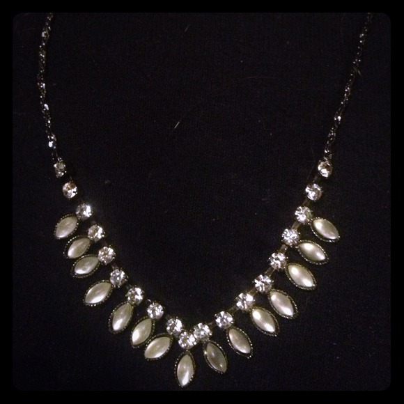 Pearl and rhinestone necklace