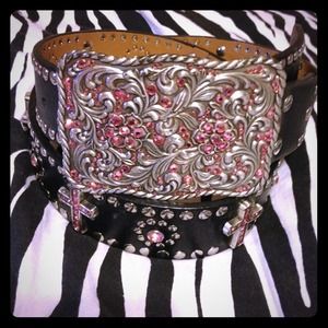 Pink cross rhinestone