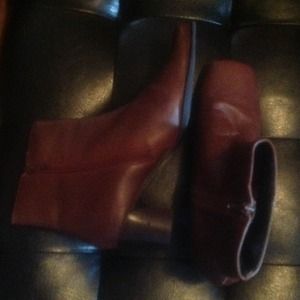 Brown leather boots