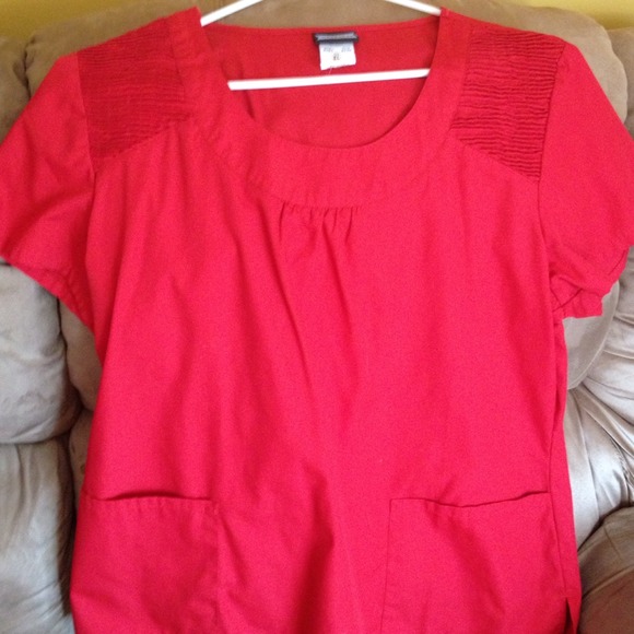 Red scrub top