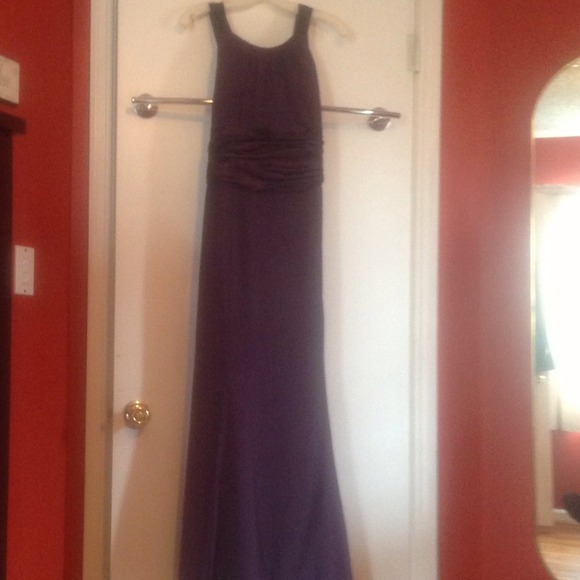 Deep purple dress.