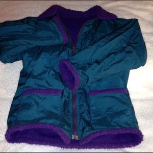 💜💚Reversible Green Jacket with Purple Fleece💚💜