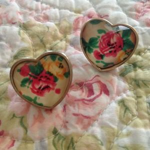 Floral heart studs