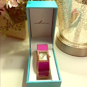 Fuchsia Watch Enamel Bangle by ViaNova