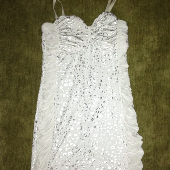 White with silver dress