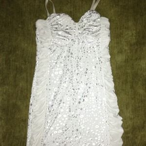 White with silver dress