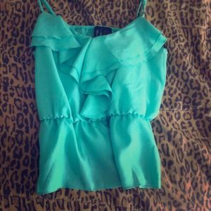 Mint ruffle tank
