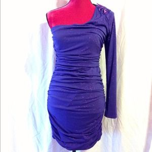 Purple City triangles shirred party dress 👗💜