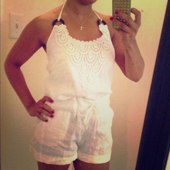 SOLD! White Linen Romper