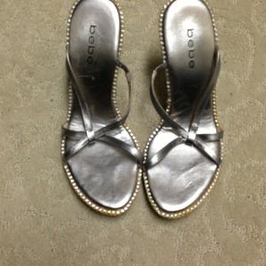 Bebe silver rhinestone heels