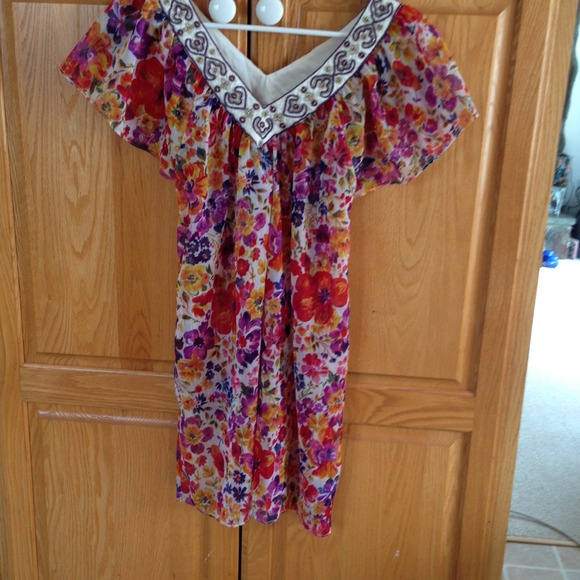 Beaded flowery dress- cute swimsuit coverup