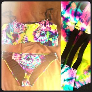 ▪Reserved▪ Tie dye ruffle bikini top and bottoms
