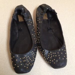 Black flats with gold beads