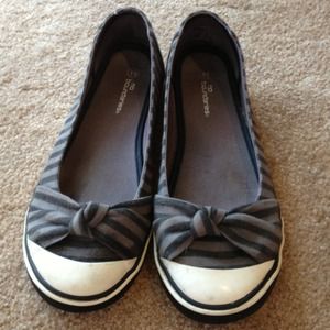 Grey Striped Flats