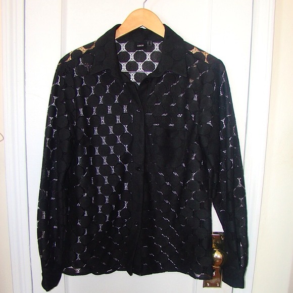 Lace black button up