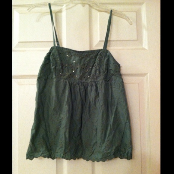 MARKED DOWN AE Green spaghetti strap tank