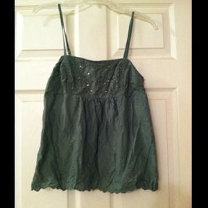 MARKED DOWN AE Green spaghetti strap tank