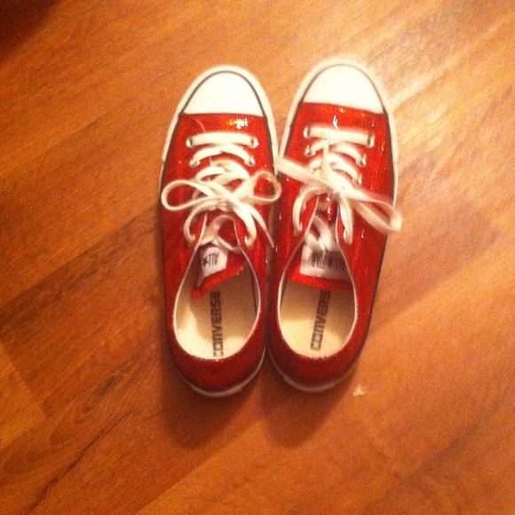 Red sparkly converse