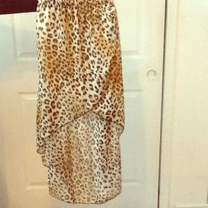 Leopard print high low skirt