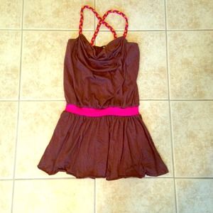 Brown and pink top/dress with crossing straps!