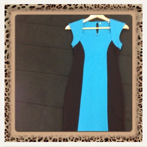 Turqoise &&' Black Fitted Dress 💃