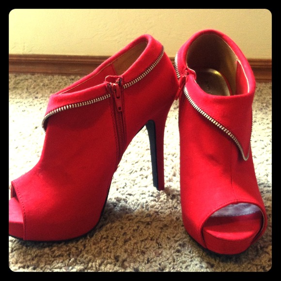 Bright red zippered heels