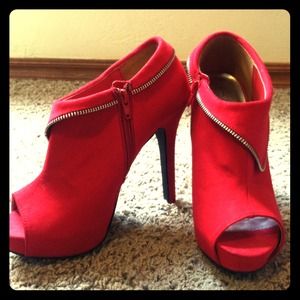 Bright red zippered heels