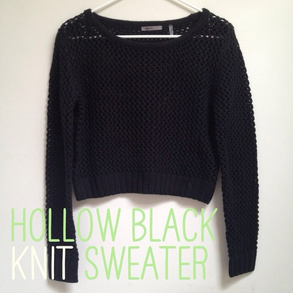 SOLD Hollow Black Knit Sweater