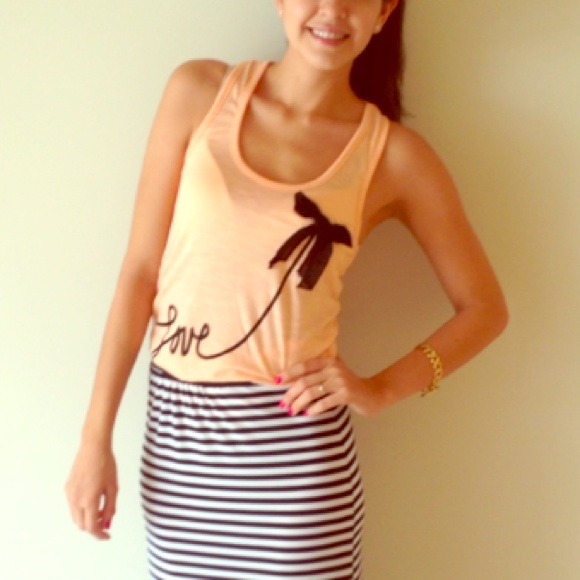 Sold in Bundle  Peachy Top With Bow and Love Print